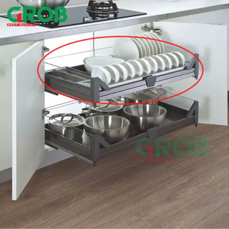 Giá để bát đĩa inox hộp âm tủ 700 Grob PHF - 70A